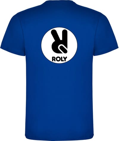 5 Pack T-shirts Kobalt Blauw met gepersonaliseerd Ruglogo maten zelf te kiezen S t/m 4XL Dogo Premium 165 gram met ronde hals merk Roly