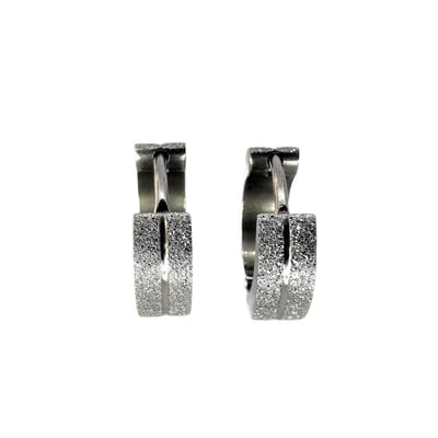Ooroorringen chirurgisch staal zilver stardust en glans zilver streep in midden.