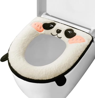 dikkere toiletstoelhoezen, toilethoes, wc-stoelen, toiletbril met handvat en ritssluiting, wasbaar en compatibel met alle stoelen (panda)