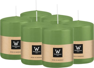Wiedemann Cilinderkaars/stompkaars - 6x - lichtgroen - 6 x 8 cm - 29 branduren - zuilkaarsen