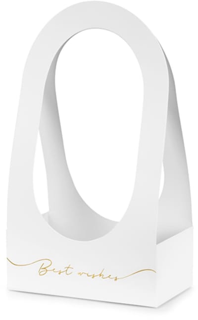 Decoratieve kartonnen witte bloemen geschenkdoos "Beste Wishes" - afmetingen 21 x 11 x 38cm