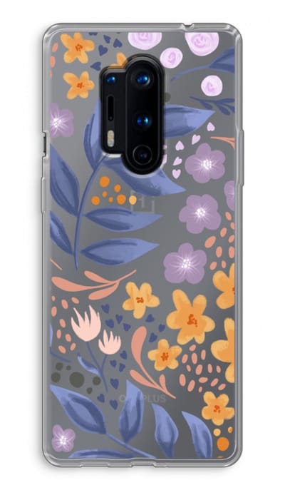 Case Company® - Hoesje geschikt voor OnePlus 8 Pro hoesje - Flowers with blue leaves - Soft Cover Telefoonhoesje - Bescherming aan alle Kanten en Schermrand