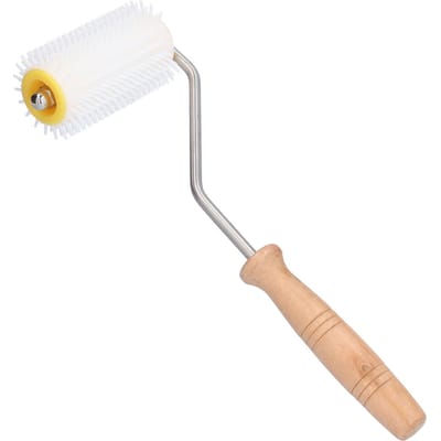 Plastic Honing Ontzegelroller met Houten Handvat Bijenkorf Extractieroller Imkergereedschap white