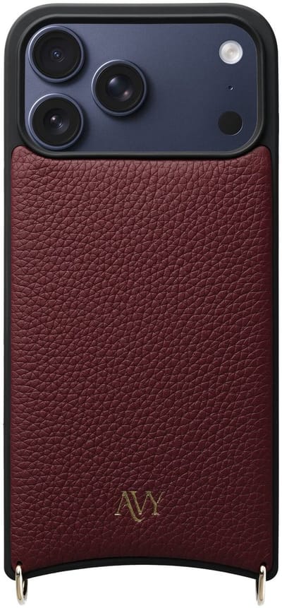 AVY Leren Hoesje | Geschikt voor Apple iPhone 17 Pro Max | Compatibel met MagSafe | Leather Case | Back Cover | Haakjes voor koord | Burgundy