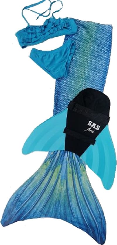 Zeemeerminstaart met bikini Purple Waves maat 130 | Zonder Monovin | Besteld vóór 15u? Woon je in Nederland? Dan levering volgende werkdag!