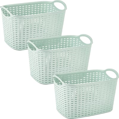 Plasticforte opbergmand/kastmandje - 3x - 6,4 liter - mintgroen - kunststof - 19 x 29 x 18 cm