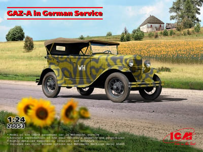 ICM Modelbouwpakket Militaire voertuigen - 24053 GAZ-A Passagiersauto in Duitse Dienst - WWII Wehrmacht - Militair voertuig Plastic - 1:24 - Modelbouw