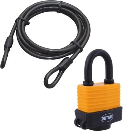 Amig Hangslot met 2 sleutels D50 mm - en ketting 1000 cm - outdoor gebruik - gelamineerd - weersbestendig - kabeldikte 8 mm