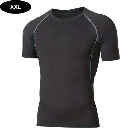 Livano Sportshirt Heren - Sport - Fitness - Compressie Shirt - Corrigerend Hemd - Sportkleding - Mannen - Grijs - XXL