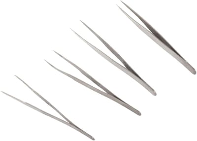 Precisie Pincet - Elektronica Tool - Gedetailleerd Werk - Antistatisch Roestvrij Staal - 2 Stuks - Zilver