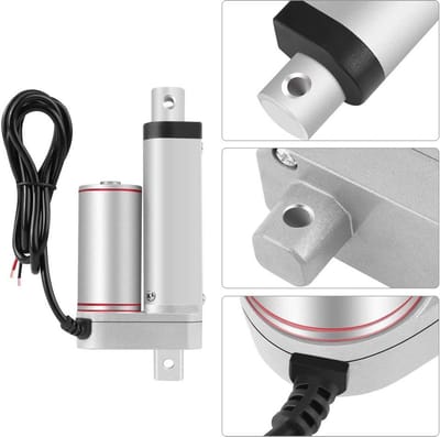 Elektrische lineaire actuator 12V 1000N met aluminium behuizing en montagebeugels, beschikbaar in verschillende slaglengtes