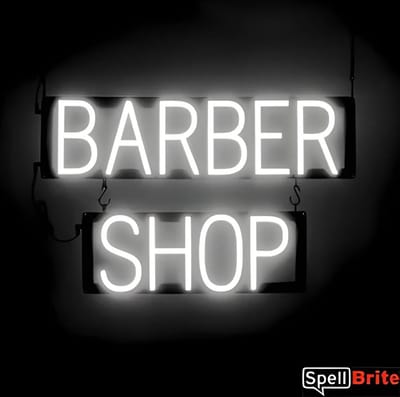 BARBER SHOP - Lichtreclame Neon LED bord verlicht | SpellBrite | 60 x 38 cm | 6 Dimstanden - 8 Lichtanimaties | Reclamebord neon verlichting