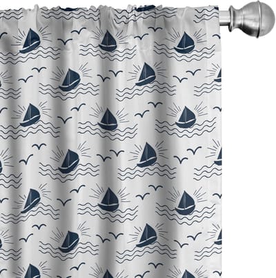 ABAKUHAUS Zeilgordijnen – 2x75x225 cm – microvezel – donkerpaars blauw wit