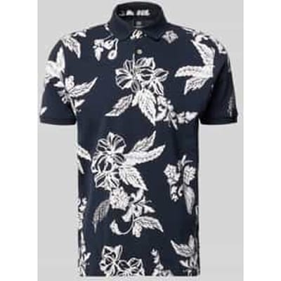 LERROS Poloshirt met bloemen-all-overprint, 100% katoen , Maat: L , Kleur: CLASSIC NAVY , 100% katoen