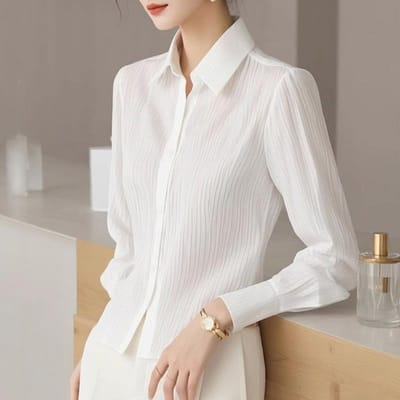Lente Franse Chic Super Mooie Top Licht Luxe Modieus Modieus Eenvoudig en Veelzijdig Wit Overhemd 2XL