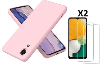 Hoesje Geschikt Voor Samsung Galaxy A03 Core hoesje silicone soft cover Licht Roze - Hoesje Geschikt Voor Samsung Galaxy Galaxy A03 core Silicone hoesje - Ao3 Core Screenprotector 2 pack