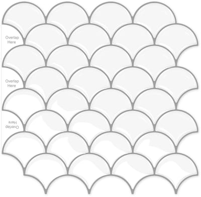 24Supply Plaktegels - 10 Stuks - Glans - Schelp - Wit - 30.5x30.5cm