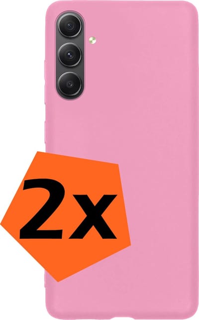Hoes - 2 Stuks - Geschikt voor Samsung Galaxy A34 - Sterk & Shockproof - Case Siliconen - Back Cover - Telefoon Hoes - Lichtroze
