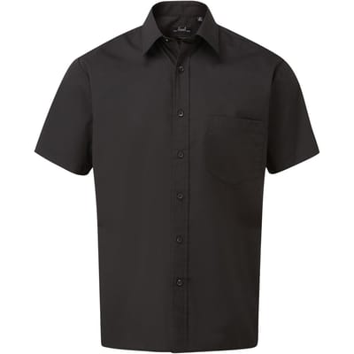 Premier Herenshirt met korte mouwen Popeline (Zwart)
