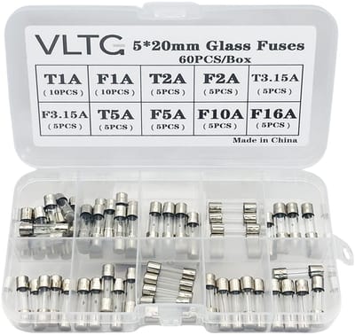 VLTG Glaszekering Assortiment - 5x20mm - Snel en Traag - 60 stuks - Geschikt voor Huishoudelijke Apparaten