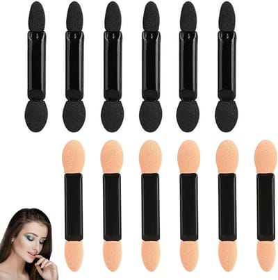 Professionele Ovale Oogschaduw Applicators, 12 Stuks Make-up Spons Borstels, Dubbelzijdige Oogschaduwkwasten voor Nauwkeurige Toepassing en Perfecte Kleurenmix