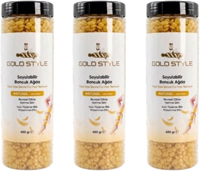 Gold Style Hard Wax Bonen Naturel – 3 x 450g – Wax Beans – Voor Gladde Huid – Geschikt voor Alle Haartypes