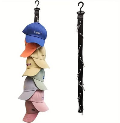 Pettenhanger - Petten organizer - Kledingkast hanger - Accessoire hanger - Kast opruimen - Ruimte besparen - Pettenrek - 72 cm - Zwart - Jonyx