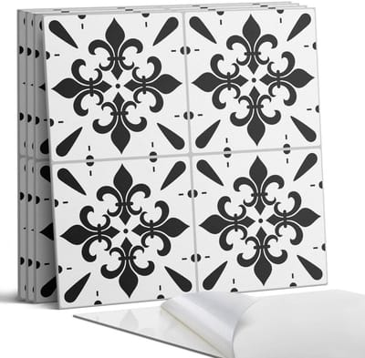 Coloray Wandpanelen Zelfklevend - Patroon met bloemmotieven Zelfklevende Wandpanelen - 50 cm x 50 cm - Zwart Wandpaneel PVC - 4 stuks - Texturen Wandpanelen Zelfklevend - Wandpanelen Keuken - Wandpaneel Badkamer