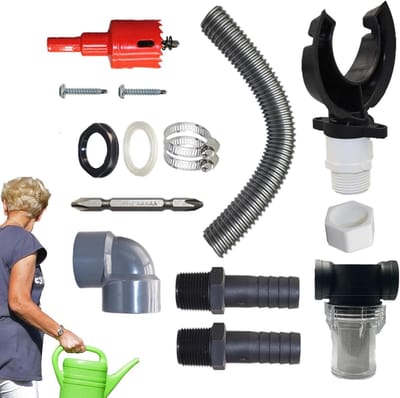 Regenwateropvangsysteem Kit - Dakregenomleider Set - Tuin Water Geven - Efficiënte Water Recycling - Bocht 100-110mm - Zwart