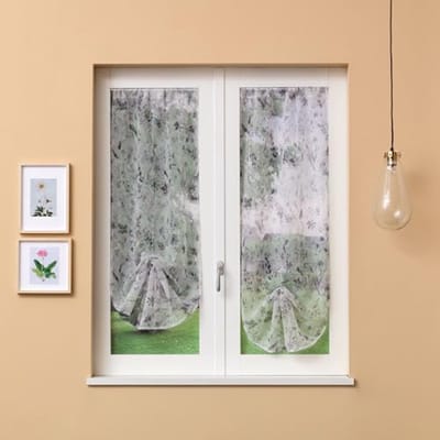 Verstelbare Vitrage Gordijnen voor Glazen Stangen - Grijs 60 x 230 cm