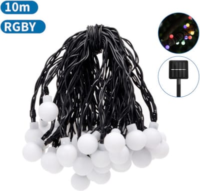 LED Lichtsnoer Solar - 50 LED-bollen - 10m - RGBY - IP65
