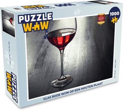 Puzzel Glas rode wijn op een houten plaat - Legpuzzel - Puzzel 1000 stukjes volwassenen