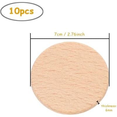 10 stuks 7 cm DIY Ronde Houtsnippers, Onafgewerkte Houten Munt Uitsparingen Schijf Lege Labels voor DIY Knutselproject, Schilderen, Ornamenten beige