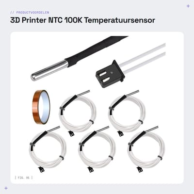 Dailygoods- Thermistor 100K NTC - Temperatuursensor - 5 Stuks - 304 Roestvrij Staal - Hoge Sensitiviteit - 1M Kabel lengte