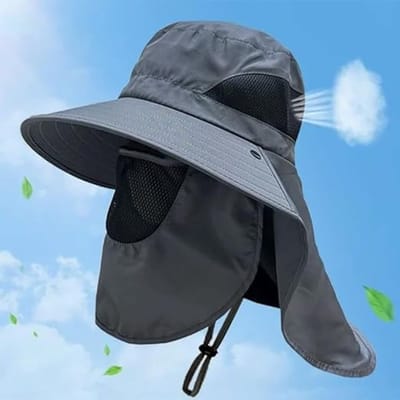Vis Hoeden - Zomer Zonhoed met UV-bescherming - Outdoor Hoed voor Jagen, Vissen, Wandelen, Kamperen - voor Mannen - Zwart -1 Stuks