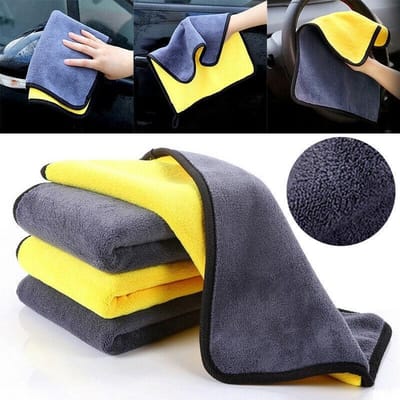 Auto Microvezel Droogdoek - droogdoek auto geel/grijs 1100 Gsm 30x40cm -Drying Towel - schoonmaakdoeken -Wassen/Schoonmaak/Reinigen