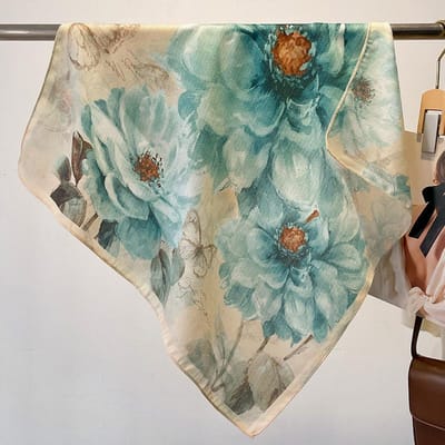 Mode 70cm Katoenen Vierkante Sjaal Dames Bloemenprint Ontwerp Bandana's Dames Sjaals Hoofdband Accessoires Zakdoek Haar 70x70cm gray