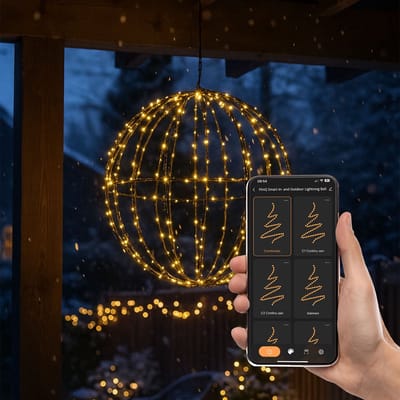 FlinQ Lichtbol Kerstverlichting Buiten Ø60 CM - Slimme Bol - Tuin Kerstlampjes - Kerst Buitenverlichting figuren - Bedienen met App