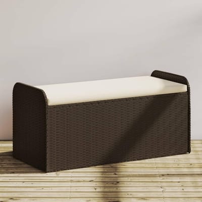 Opbergkist met kussen - Tuinbank opbergruimte - Buiten opbergen - Waterafstotend materiaal - 115 x 53 x 15 cm - Bruin