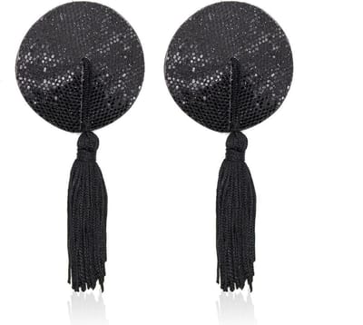 Pinch - Burlesque round diamond black - Ronde tepelkwastjes Zwart - tepelversiering - tepelkwasten