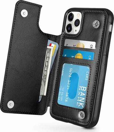 ShieldCase Hoesje geschikt voor Apple iPhone 11 Pro wallet case - zwart met Privacy Glas Screenprotector - Stijlvol Telefoonhoesje - Duurzame Bescherming - Multifunctionele Wallet Hoes - Hoogwaardig materiaal