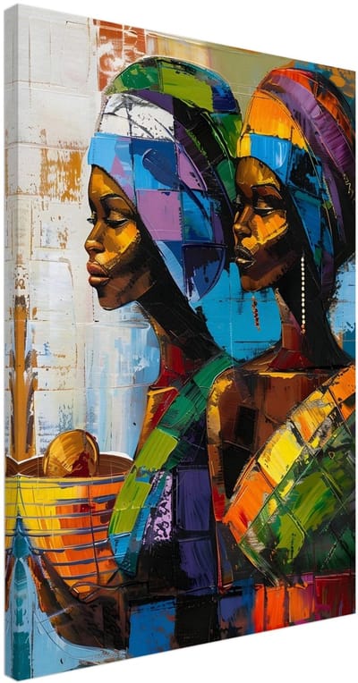 Canvas Schilderij - Colourful sisters 50x70 cm - Abstract Wanddecoratie Woonkamer & Slaapkamer