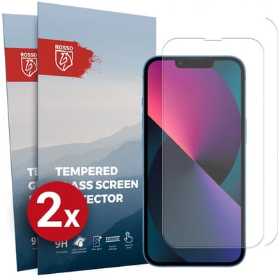 Rosso Screen Protector Geschikt voor Apple iPhone 13 Mini 9H Tempered Glass | Duo Pack | Glasplaatje | Beschermlaag | Beschermglas | 9H Hardheid