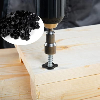 Impact Nuts M10 x 13 mm - 30 Stuks Schroef-In Moeren voor Hout, Meubels en Klimwanden, Carbon Staal, Duurzaam en Sterk