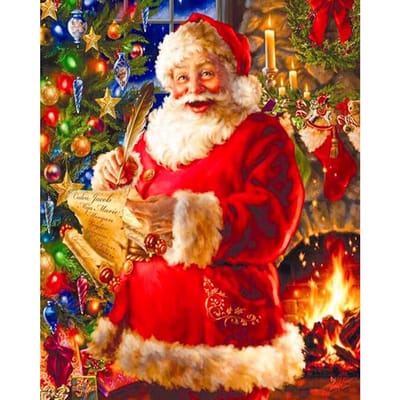 Diamant Borduurwerk Diamant Happy Santa Claus Kruissteek Ronde Diamant Schilderij Diamant Schilderij 20X30CM red