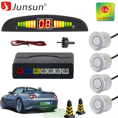 Einparkhilfe Display + Ton 4 Sensoren Rückfahrwarner Parkhilfe PDC Sensor Zilver