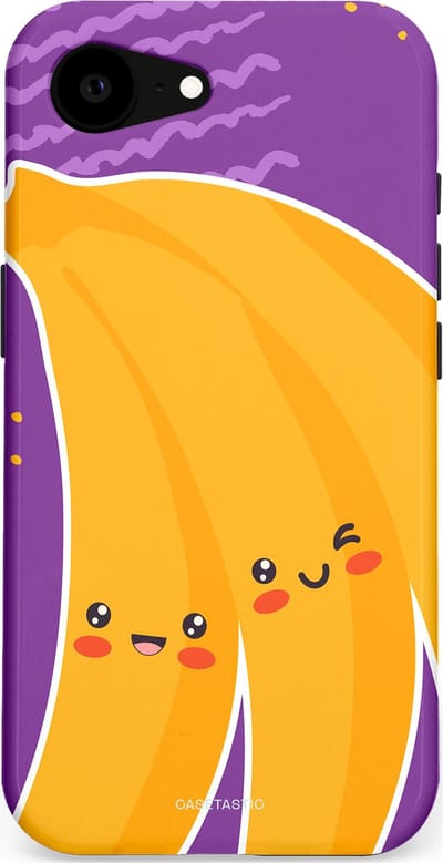 Casetastic hoesje geschikt voor Apple iPhone 16e / Apple iPhone 17e - MagSafe - Dubbellaagse bescherming - Blije Banaan - Fashion Case - Lavendel Geel