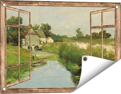 Gards Tuinposter Doorkijk Zomerdag - Johan Hendrik Weissenbruch - 60x40 cm - Tuindoek - Tuindecoratie - Wanddecoratie buiten - Tuinschilderij