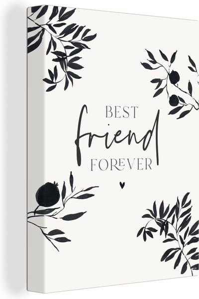 Canvas Schilderij Besties - Spreuken - BFF - Quotes - Best friend forever - 30x40 cm - Wanddecoratie