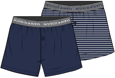 Scotch & Soda 2pk Mens Cotton Modal Knit Boxer Brief Underwear Navy Size: XXL | Underpants Outlet | Heren | Blauw